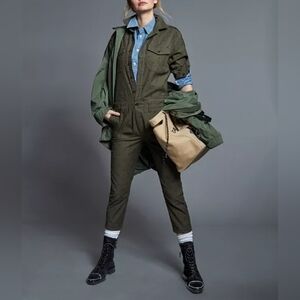 Current/Elliott Olive Green Polka Dot Crew Jumpsuit | Casual Chic New Romper